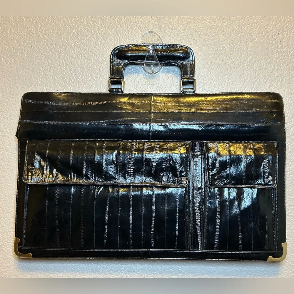 Vintage 1980s Sunco Genuine Eel Skin Briefcase Business Accessories Travel Bag